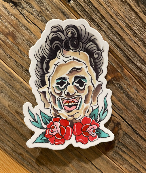 Leatherface Traditional Tattoo Sticker