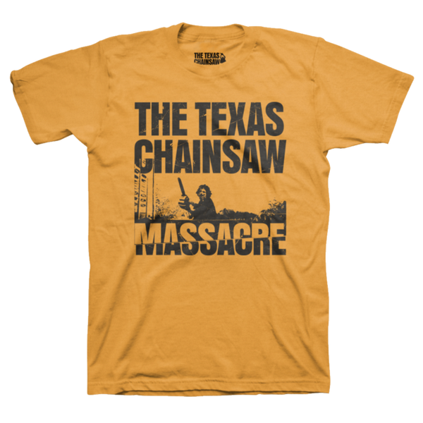 Leatherface End Chase Shirt (Orange) - The Original Texas Chainsaw Massacre Store | Official Site - T-Shirt
